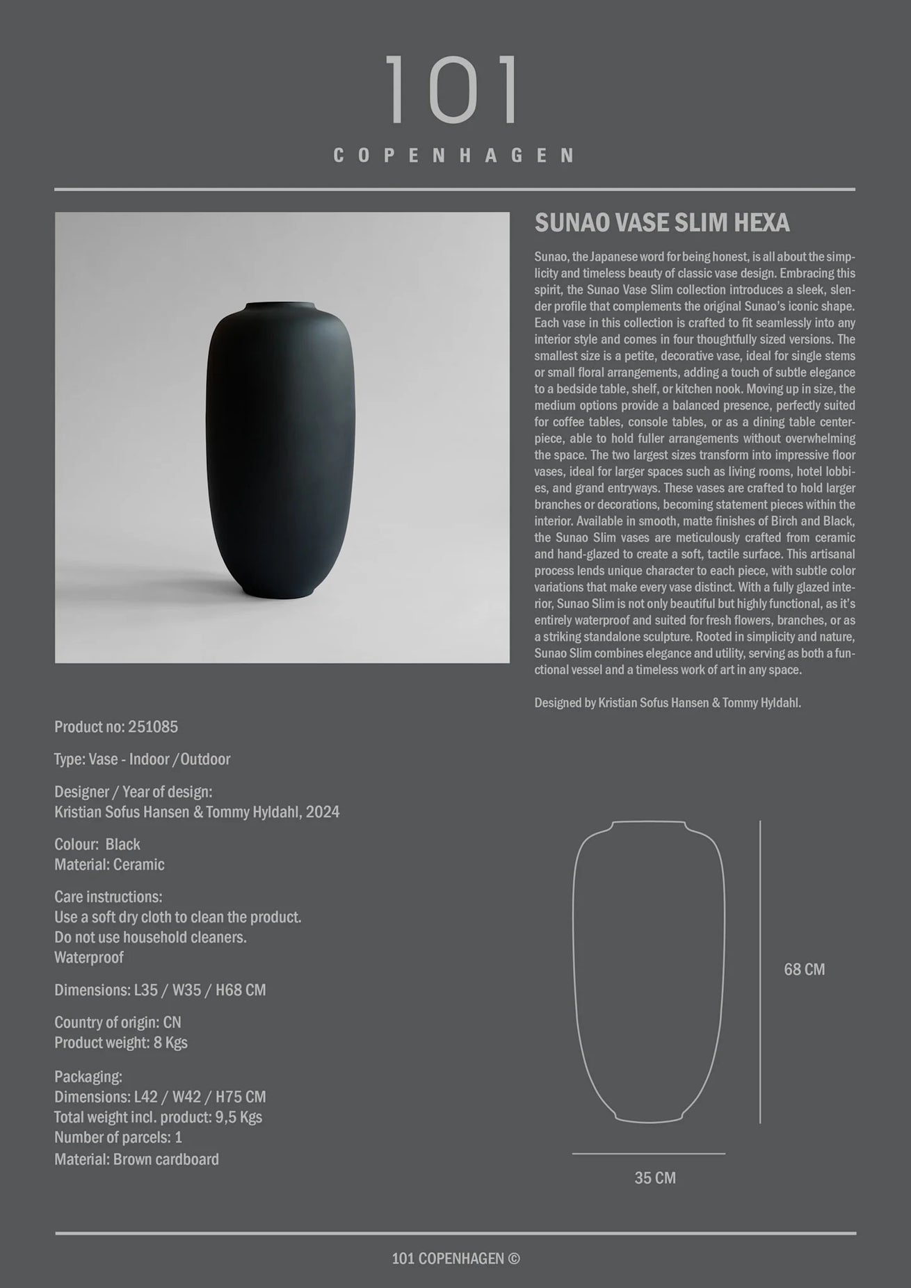 101 CPH Sunao Vase Slim, Hexa - Black - Image 4