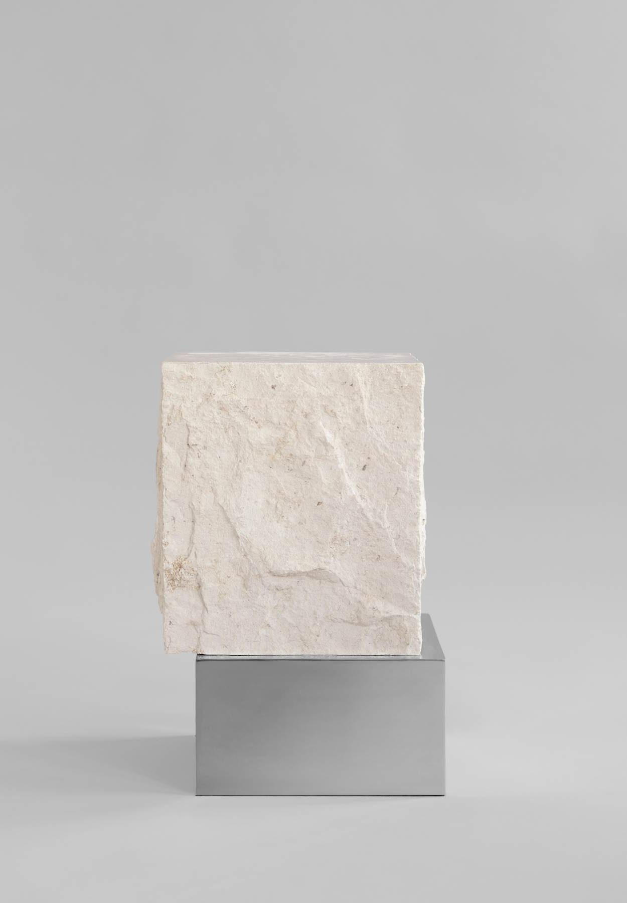 101 CPH Temple Coffee Table, Tall - Chrome / Limestone