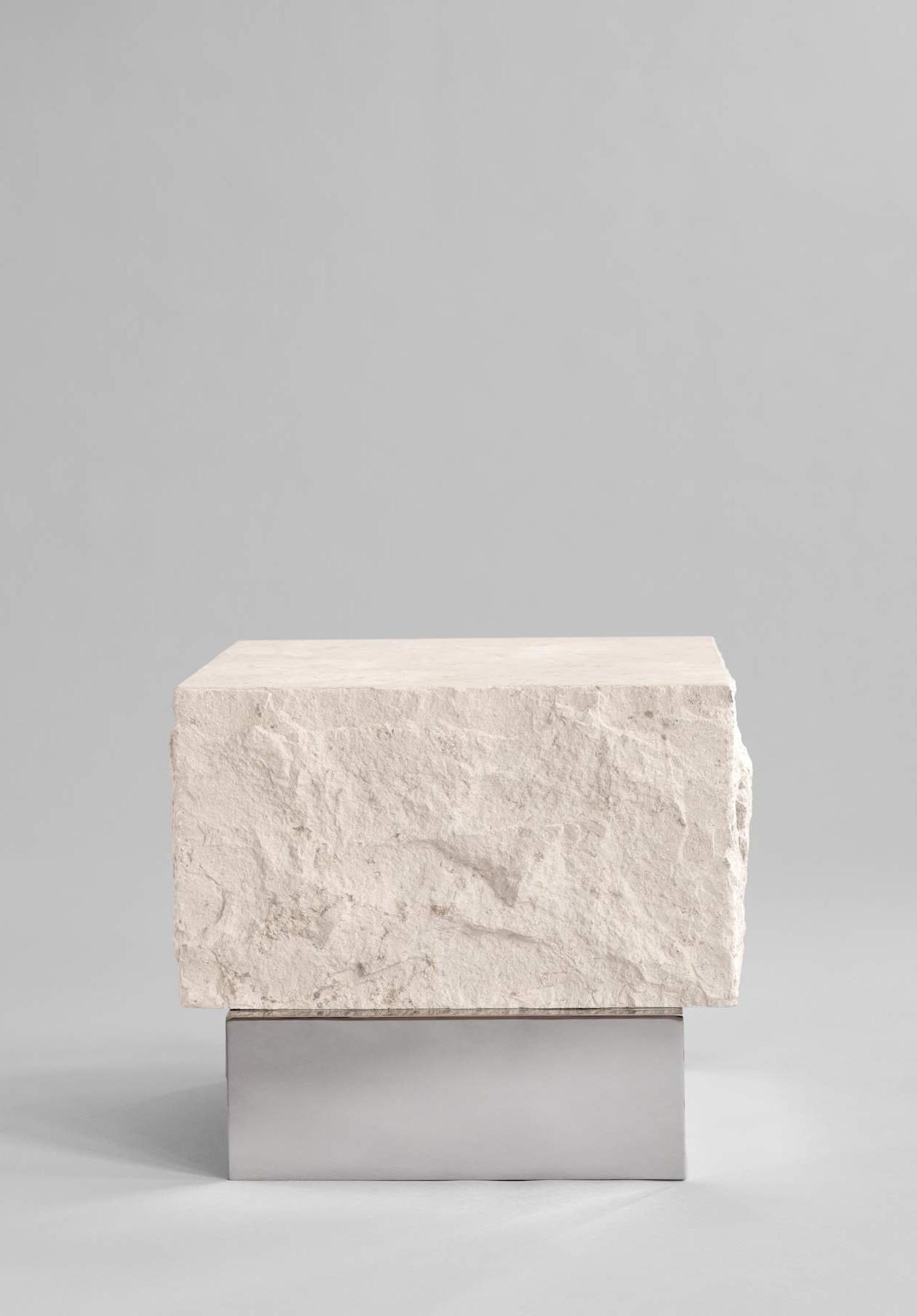 101 CPH Temple Coffee Table, Low - Chrome / Limestone