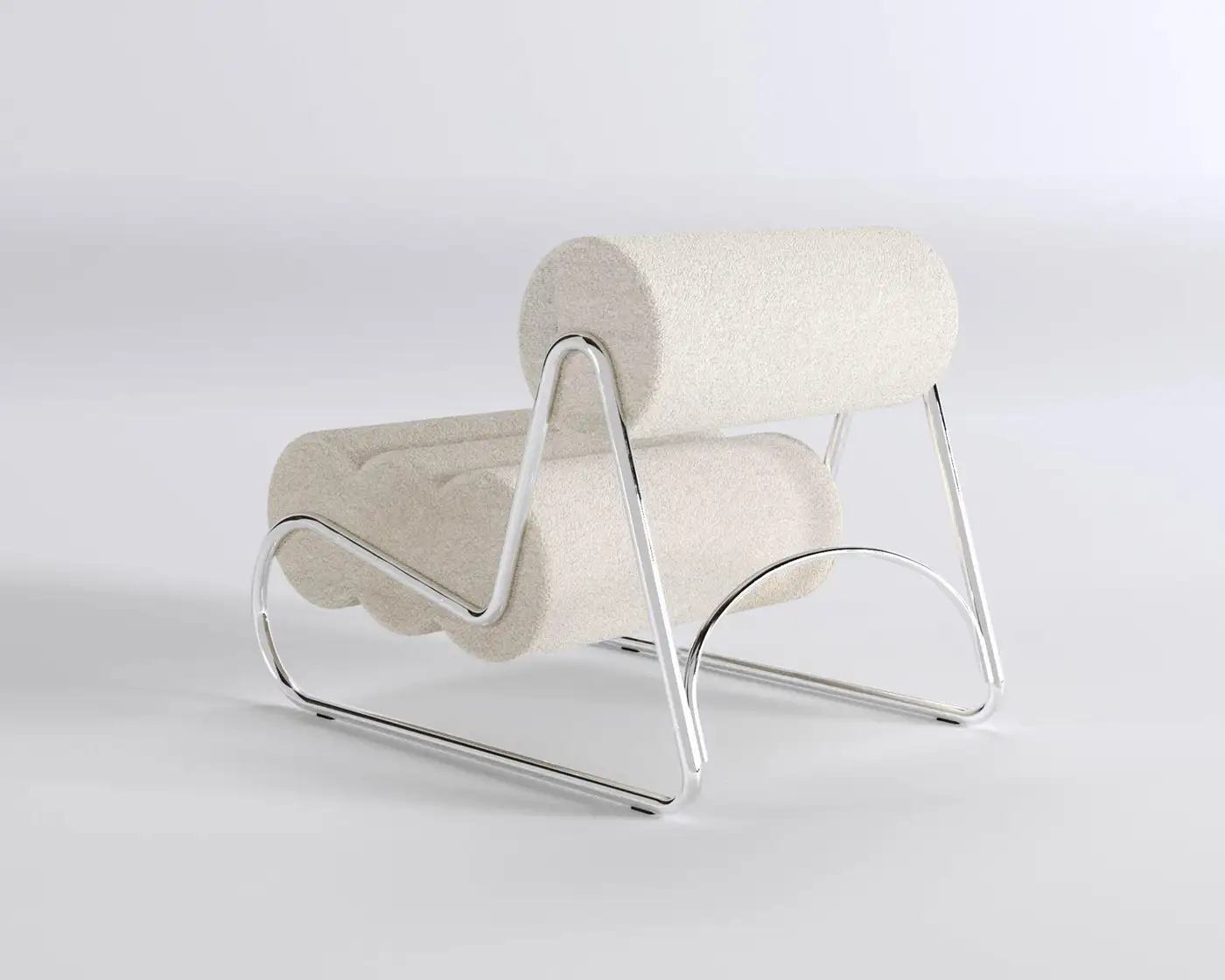 Fave Lounge Chair Barnum Boucle Col.24 / Chrome | NORR11 - Image 3