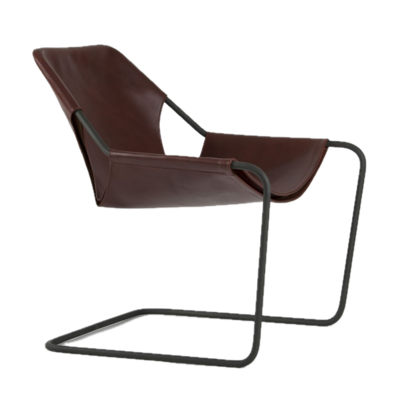 Paulistano Leather Armchair Cognac Leather Black Steel
