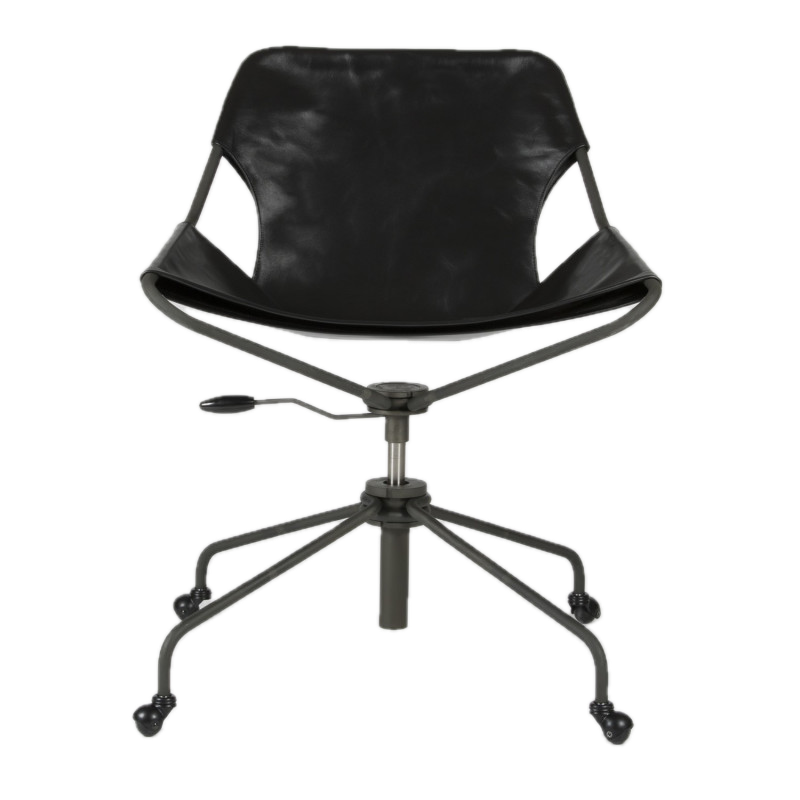 Paulistano Oc Office Chair Black Leather Phosphated Carbon Steel