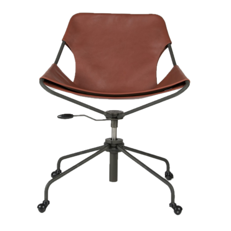Paulistano Oc Office Chair Terracotta Leather Phosphated Carbon Steel