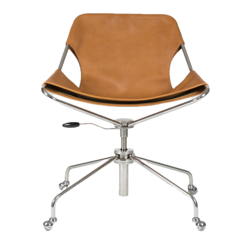 Paulistano Oc Office Chair Whisky Leather Stainless Steel Steel