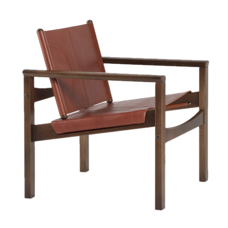 Peglev - Fauteuil Chair Terracotta Leather Walnut