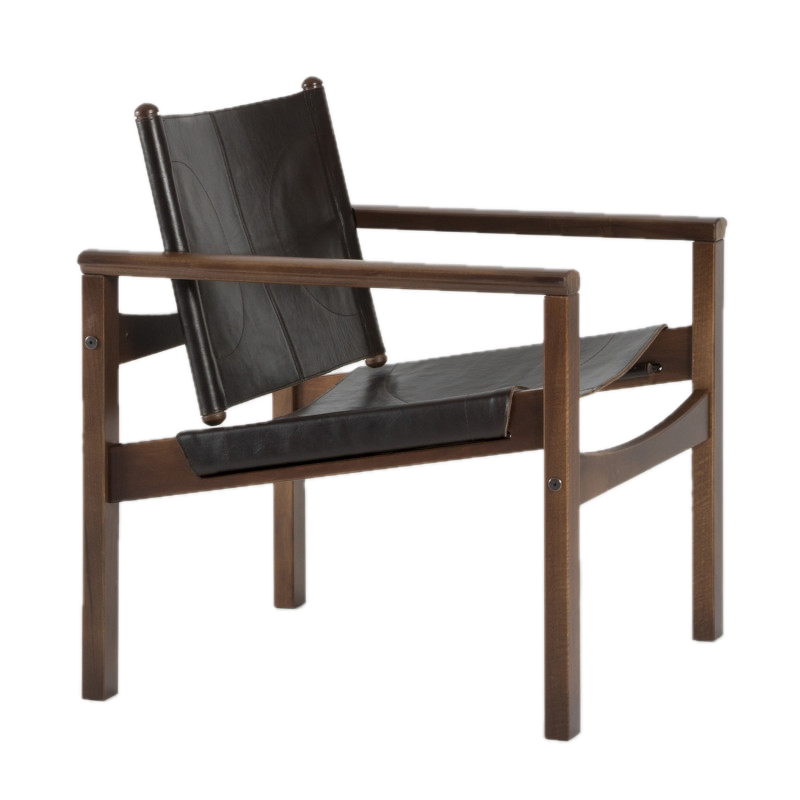 Peglev - Fauteuil Chair Macassar Leather Walnut