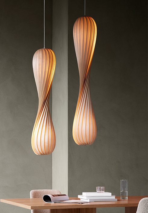 Tr7 Pendant Light Birch Natural White Cord