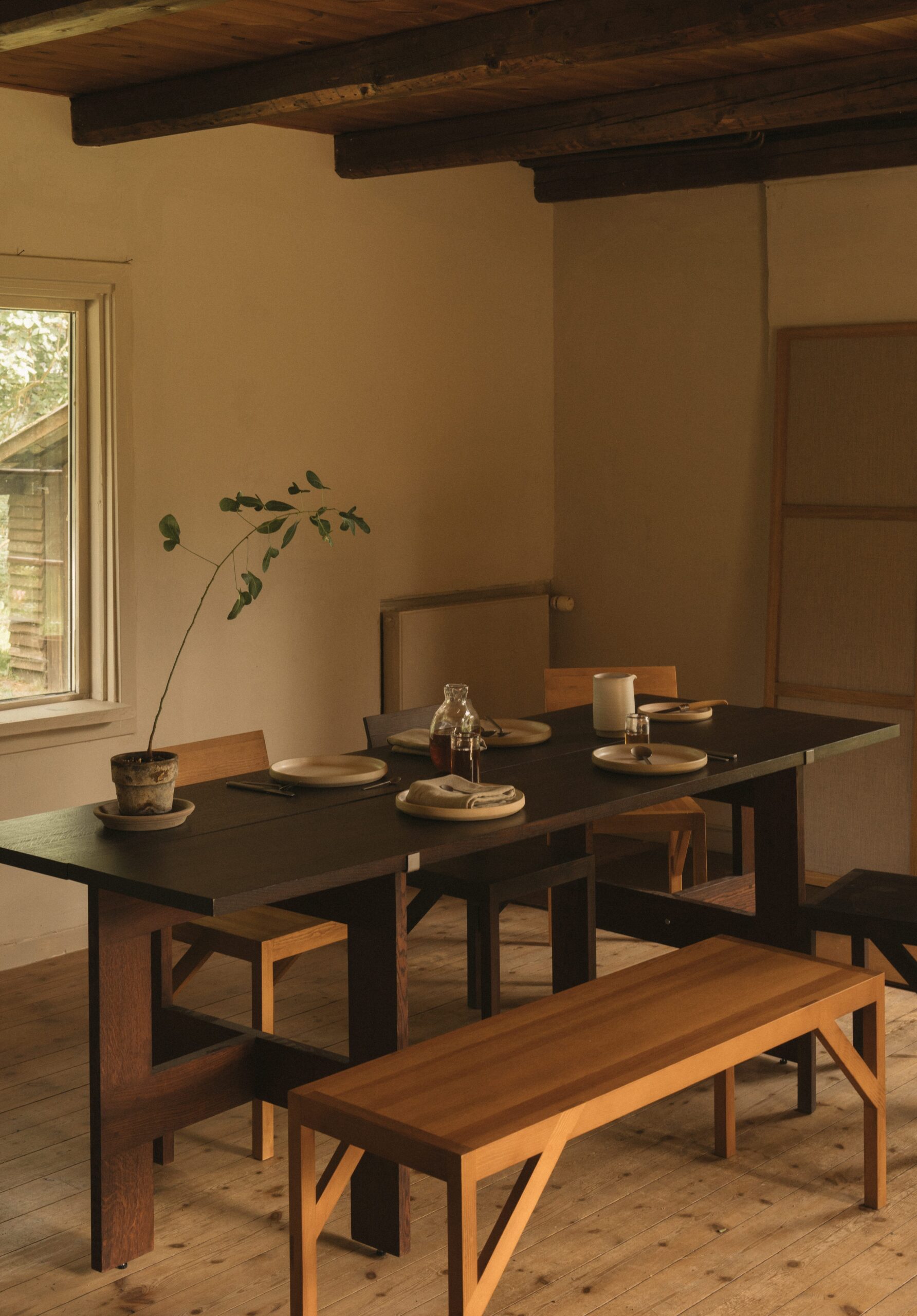 Farmhouse Trestle Table | Dark Oak | L220 Planks | FRAMA