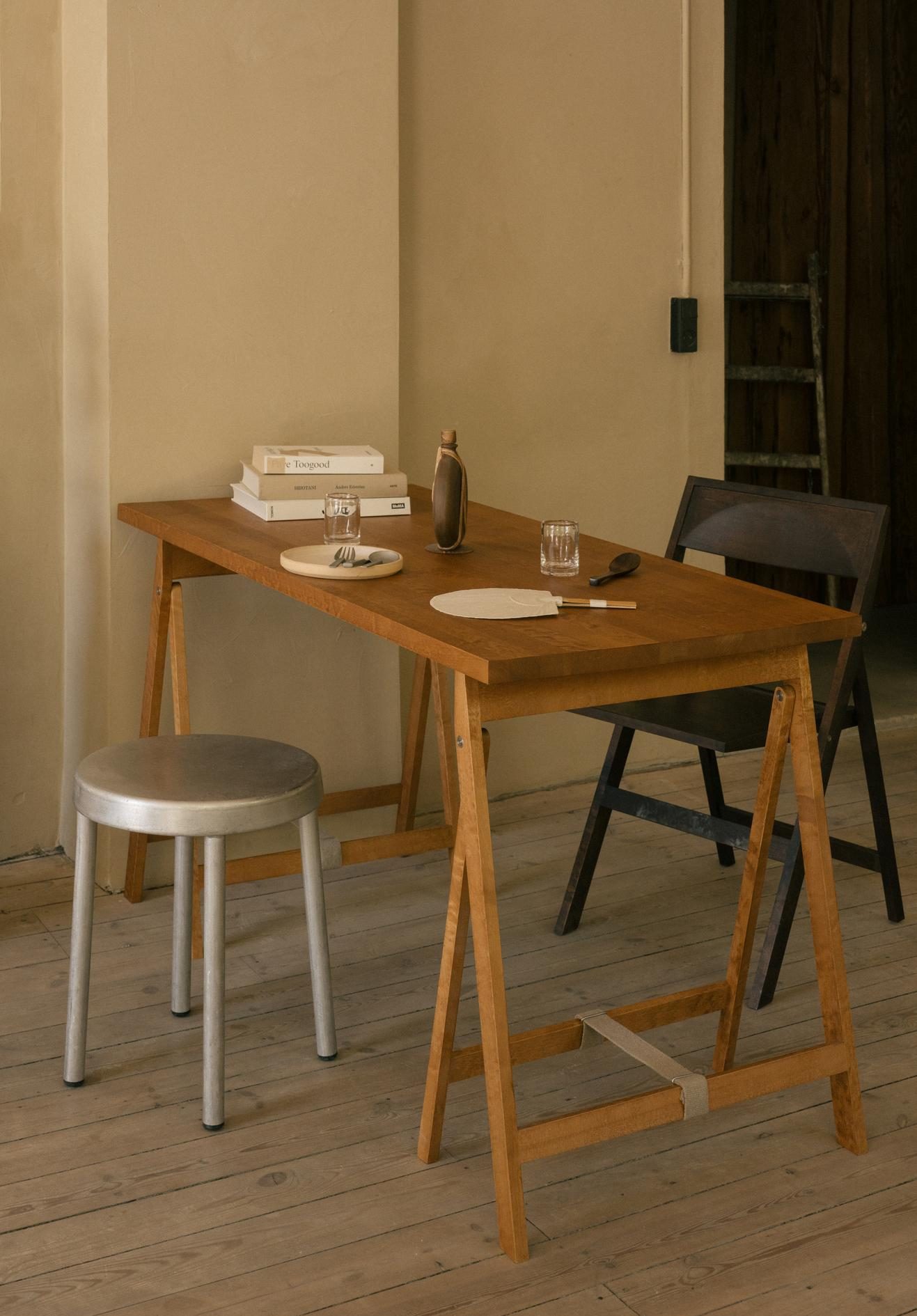 Folding Flat Trestle Table | Warm Brown Birch | FRAMA