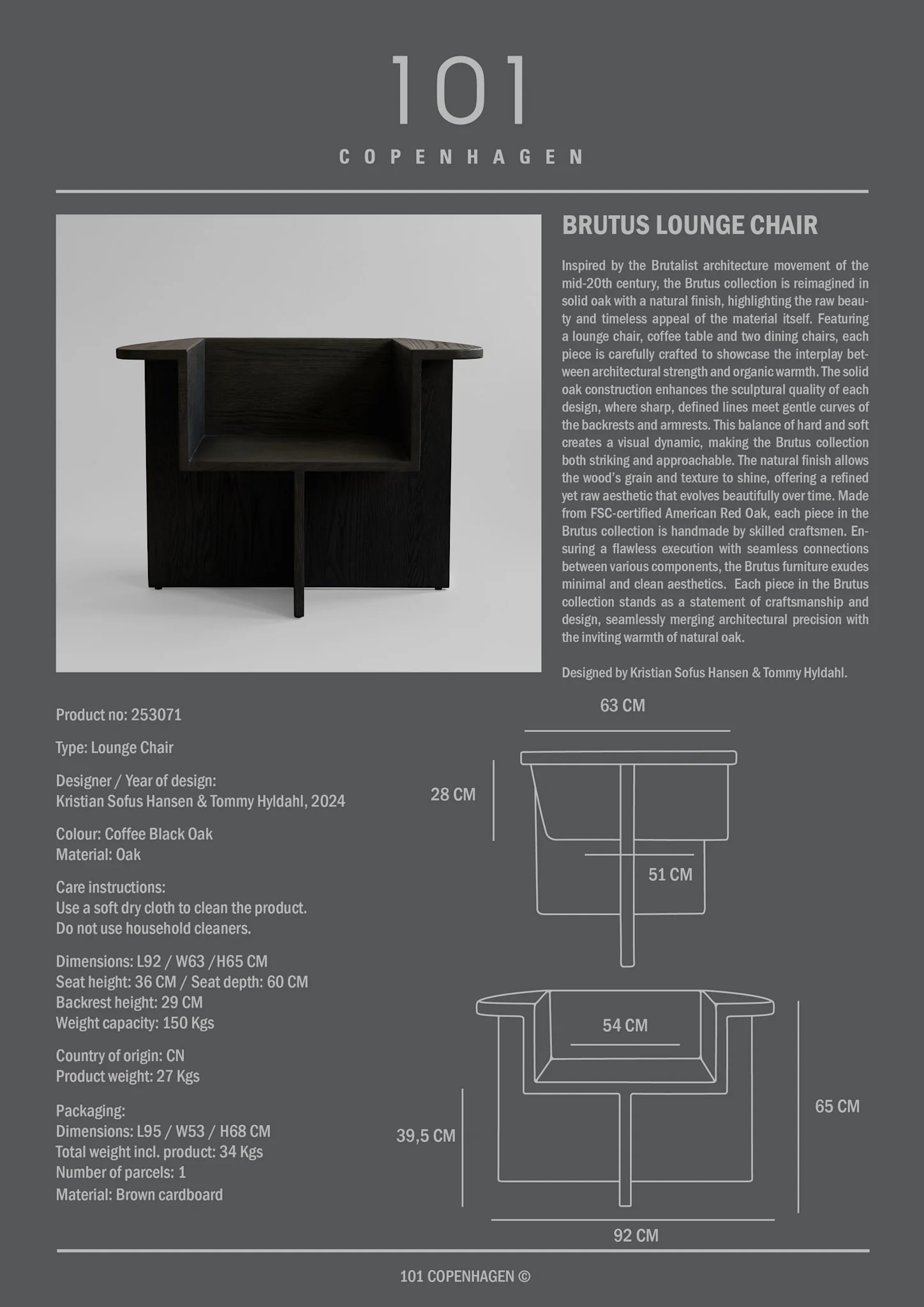 101 CPH Brutus Lounge Chair - Coffee Black Oak - Image 6