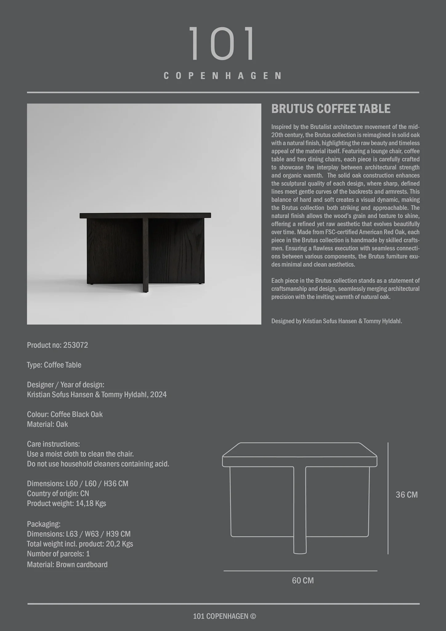 101 CPH Brutus Coffee Table - Coffee Black Oak - Image 4