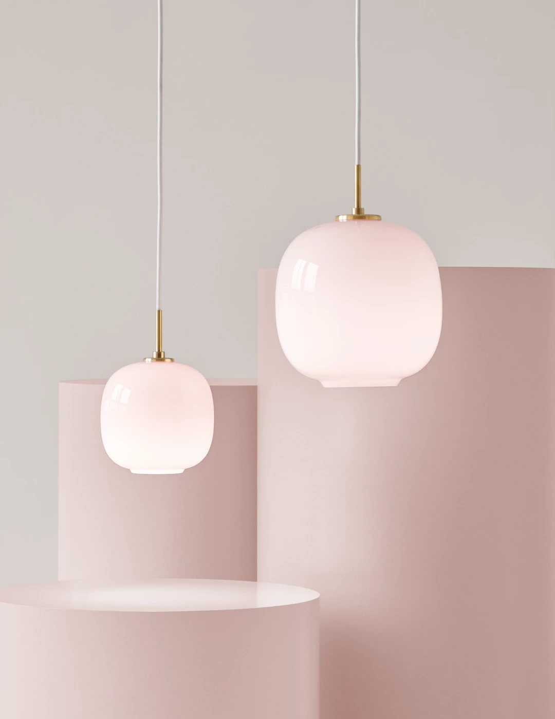 VL 45 RADIOHUS PENDANT pale rose glass | Louis Poulsen