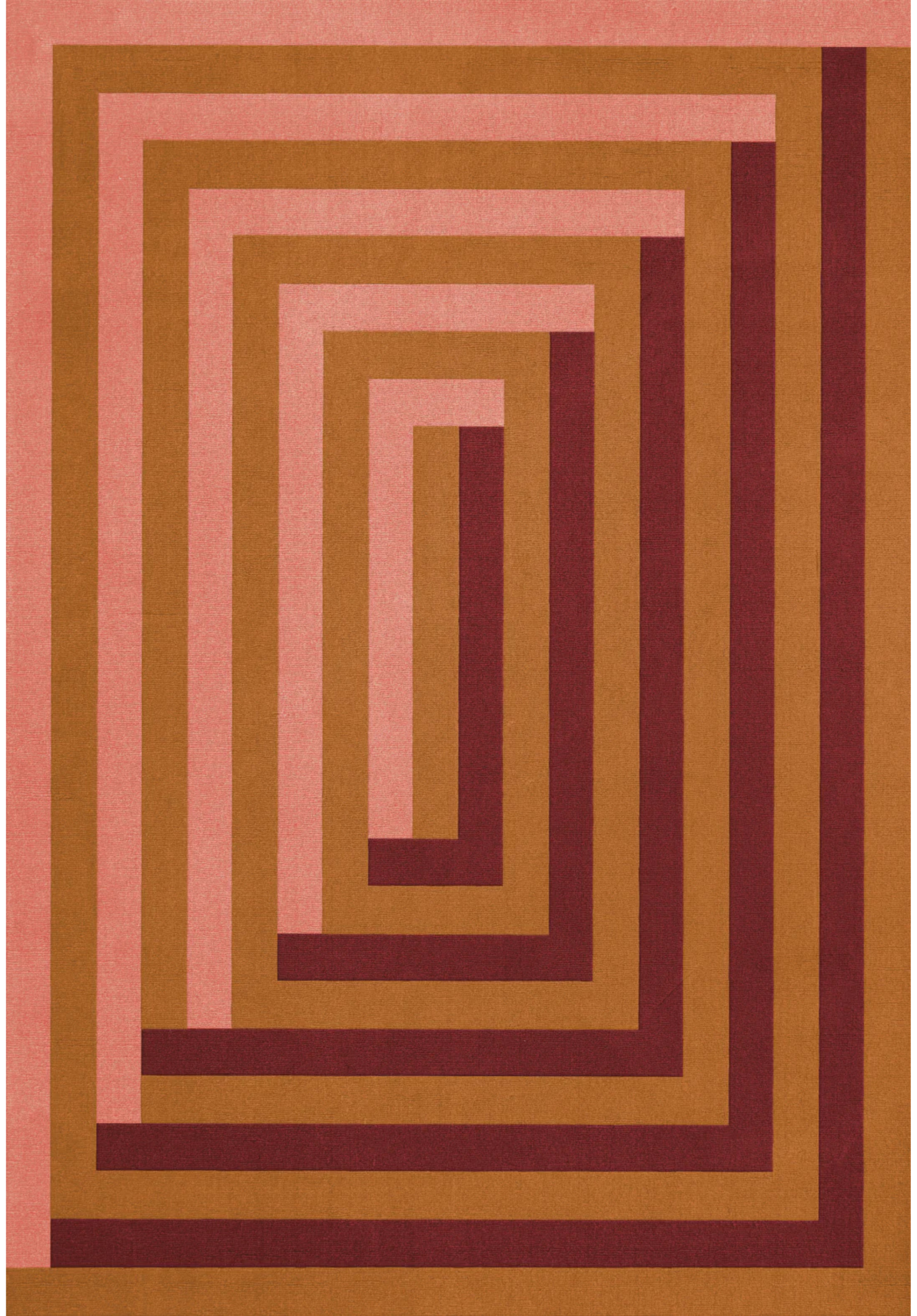 TEKLAN LABYRINTH WOOL RUG - CORAL PINK | Layered