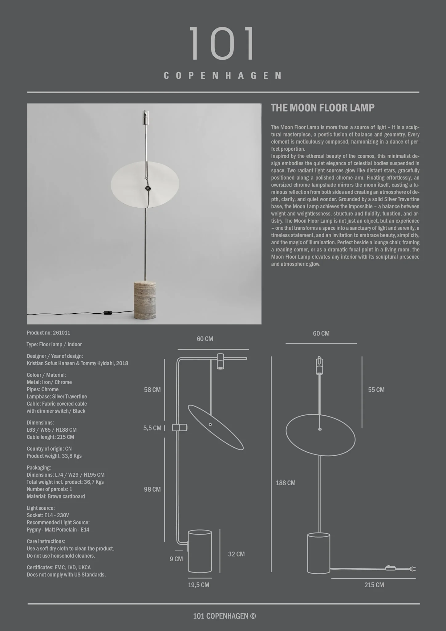 101 CPH The Moon Floor Lamp - Chrome - Image 7