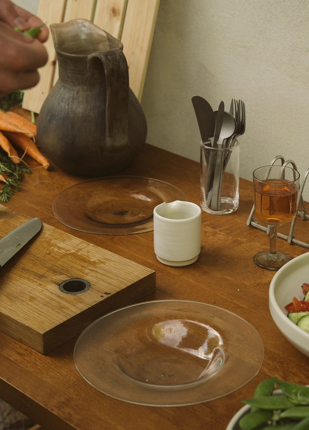 Isle Glass shallow bowl set of two | Light smoke | FRAMA