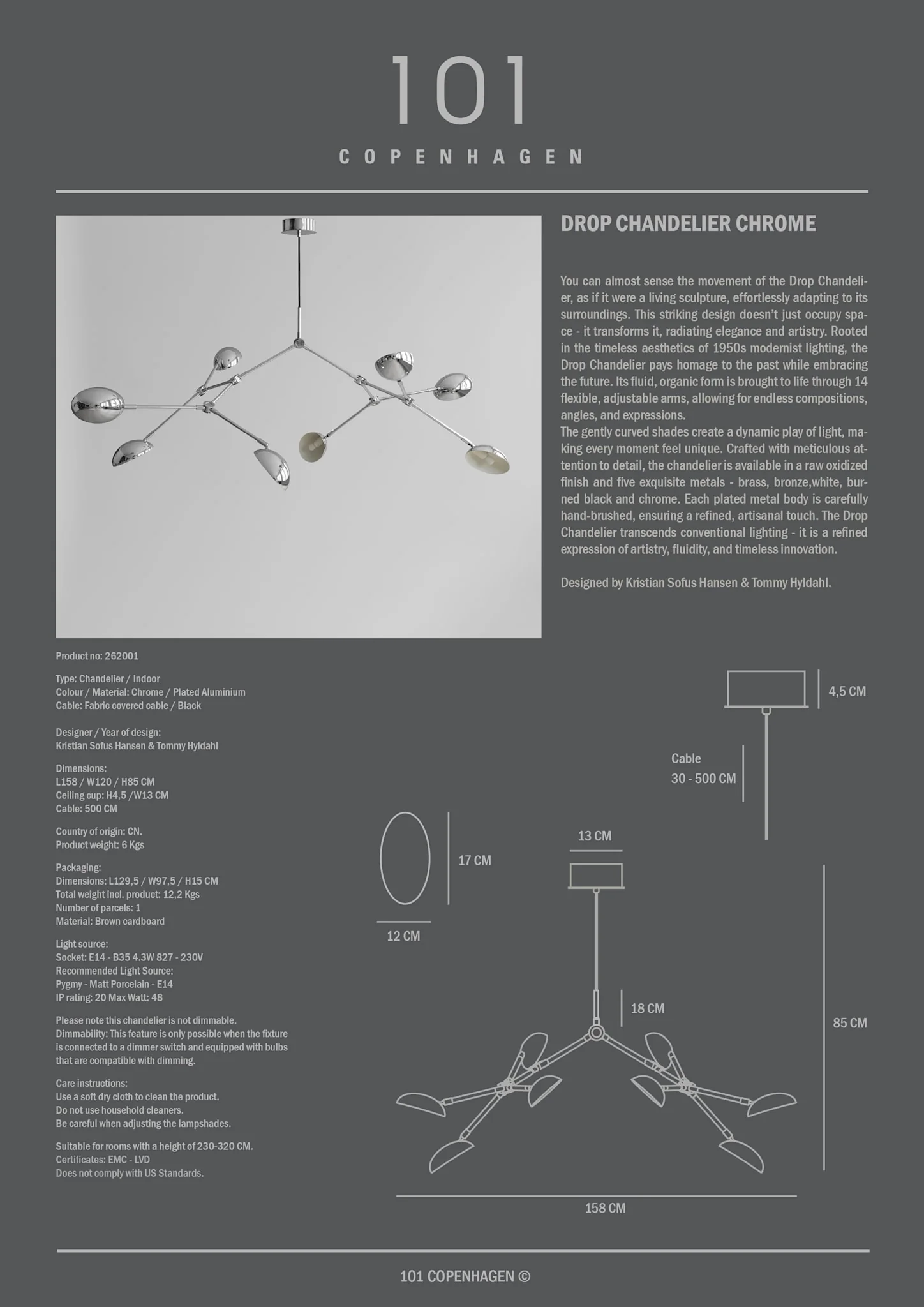 Drop Chandelier - Chrome (5m) | 101 CPH - Image 3