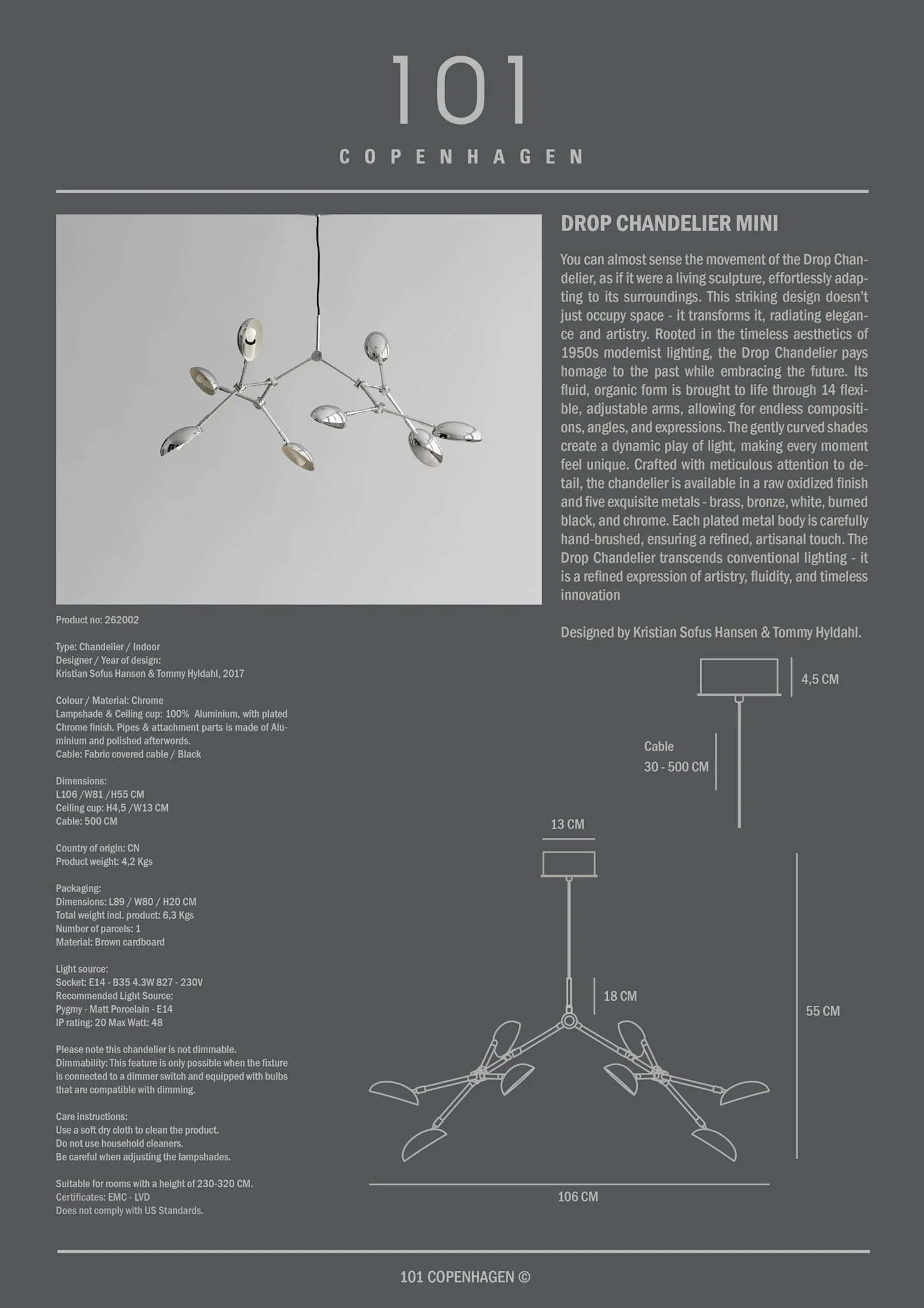 Drop Chandelier, Mini - Chrome (5m) | 101 CPH - Image 2