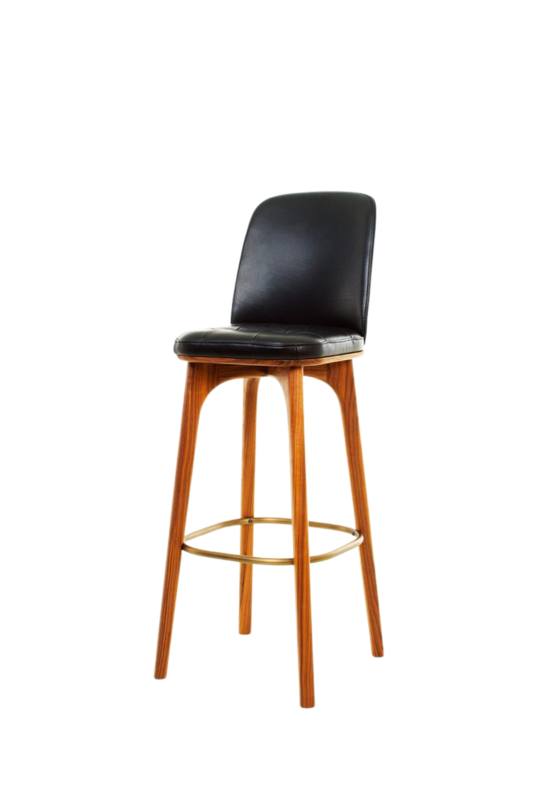 Utility High Chair SH760 Black Leather / Walnut | Stellar Works