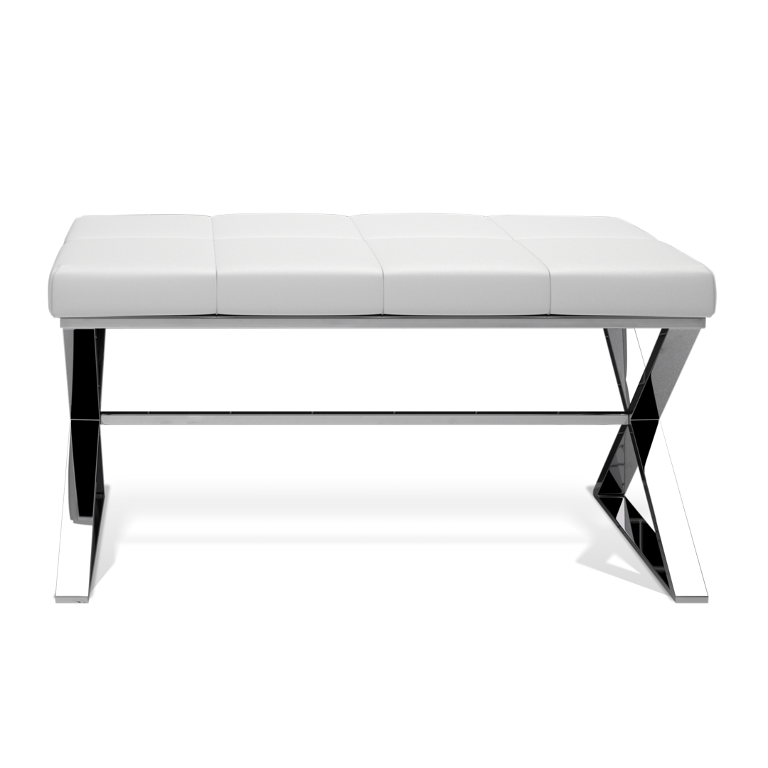 BENCH, Stainless steel polished / cushion white, Decor Walther