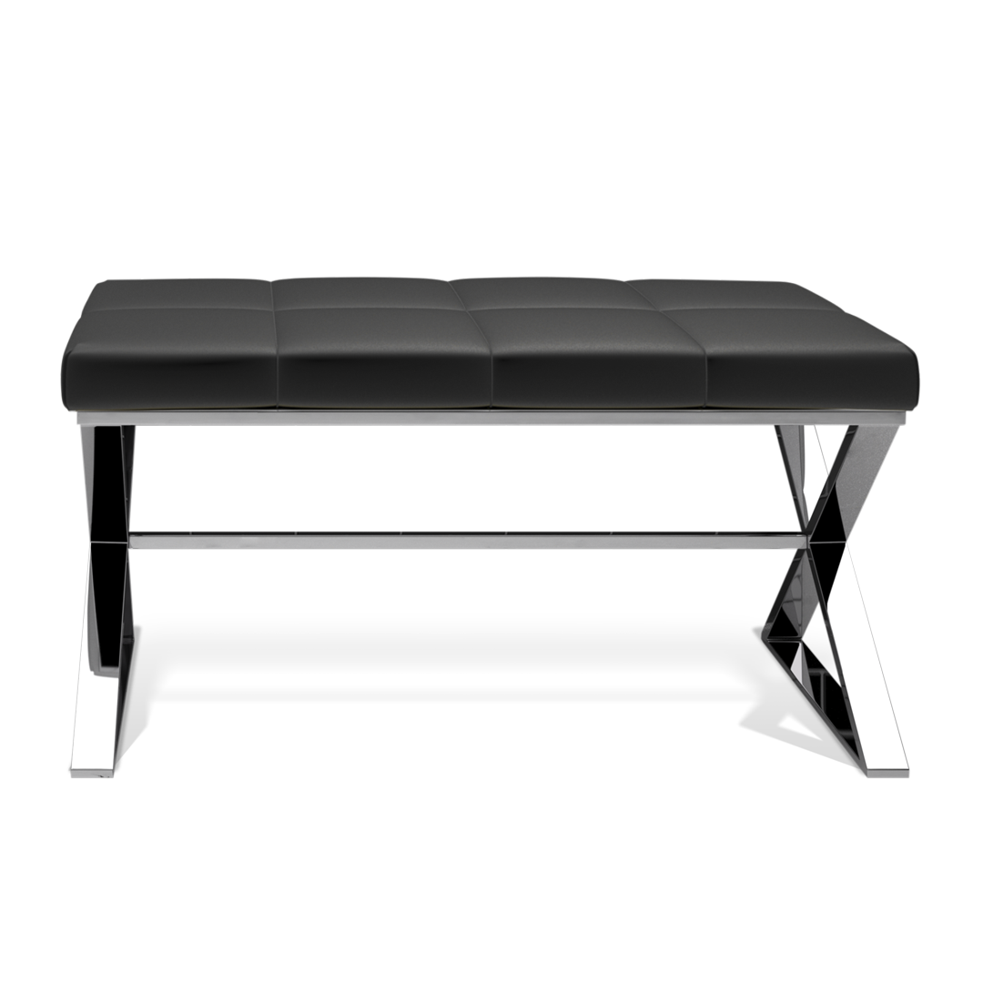 BENCH, Stainless steel polished / cushion black, Decor Walther