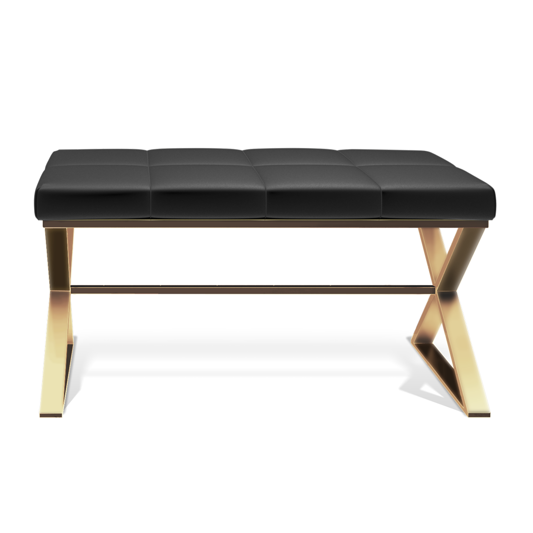 BENCH, Gold matt PVD / cushion black, Decor Walther