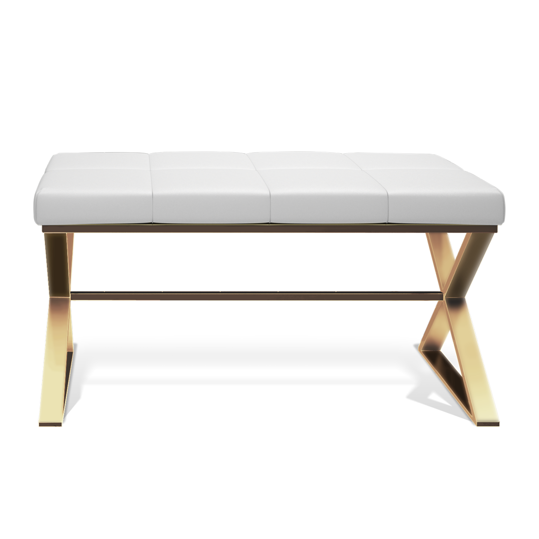 BENCH, Gold matt PVD / cushion white, Decor Walther