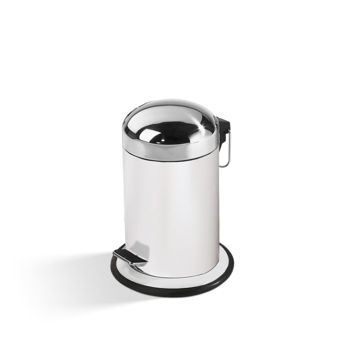 TE 30 Pedal bin, White / Stainless steel polished, Decor Walther