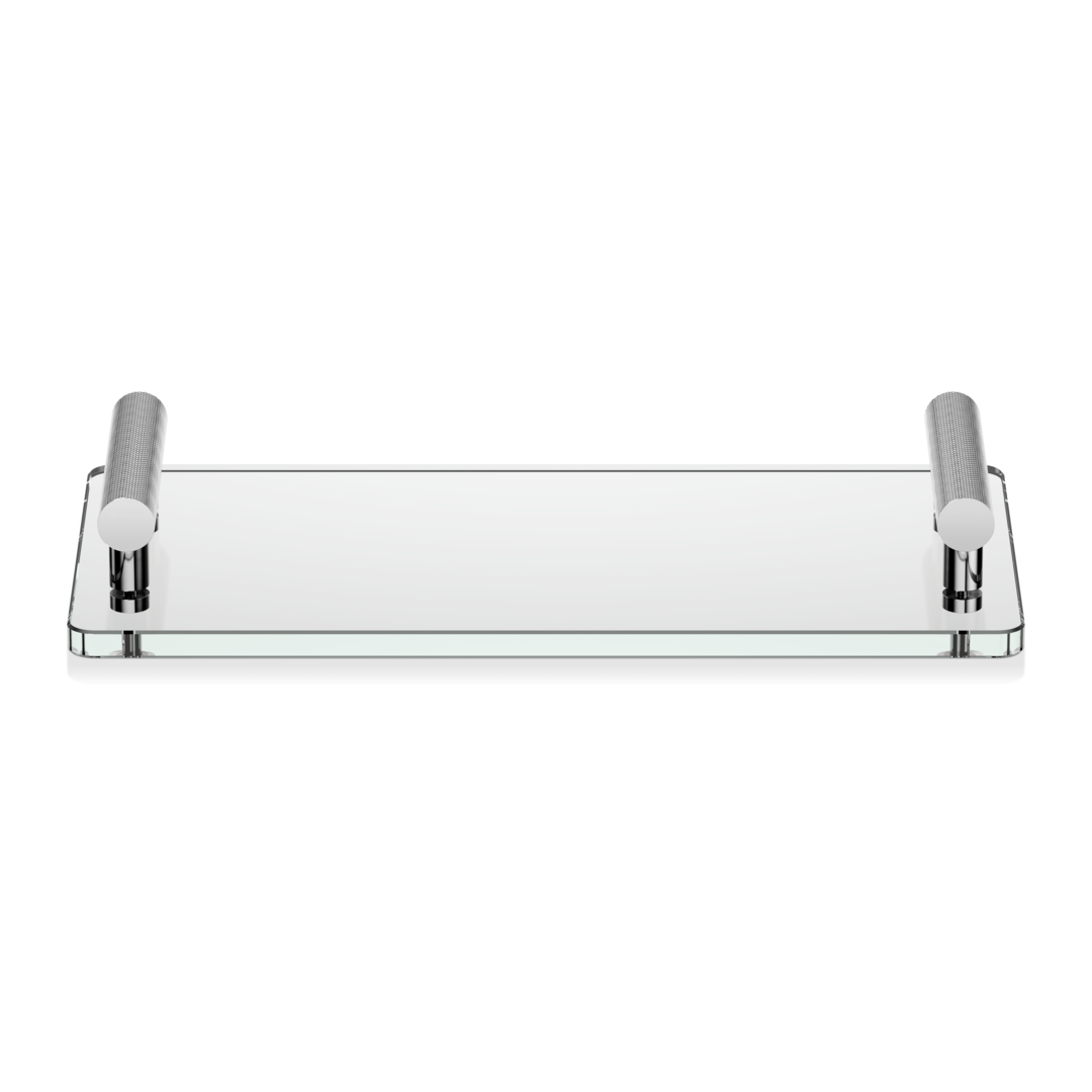 CLUB TAB Tray, Chrome / Clear glass , Decor Walther