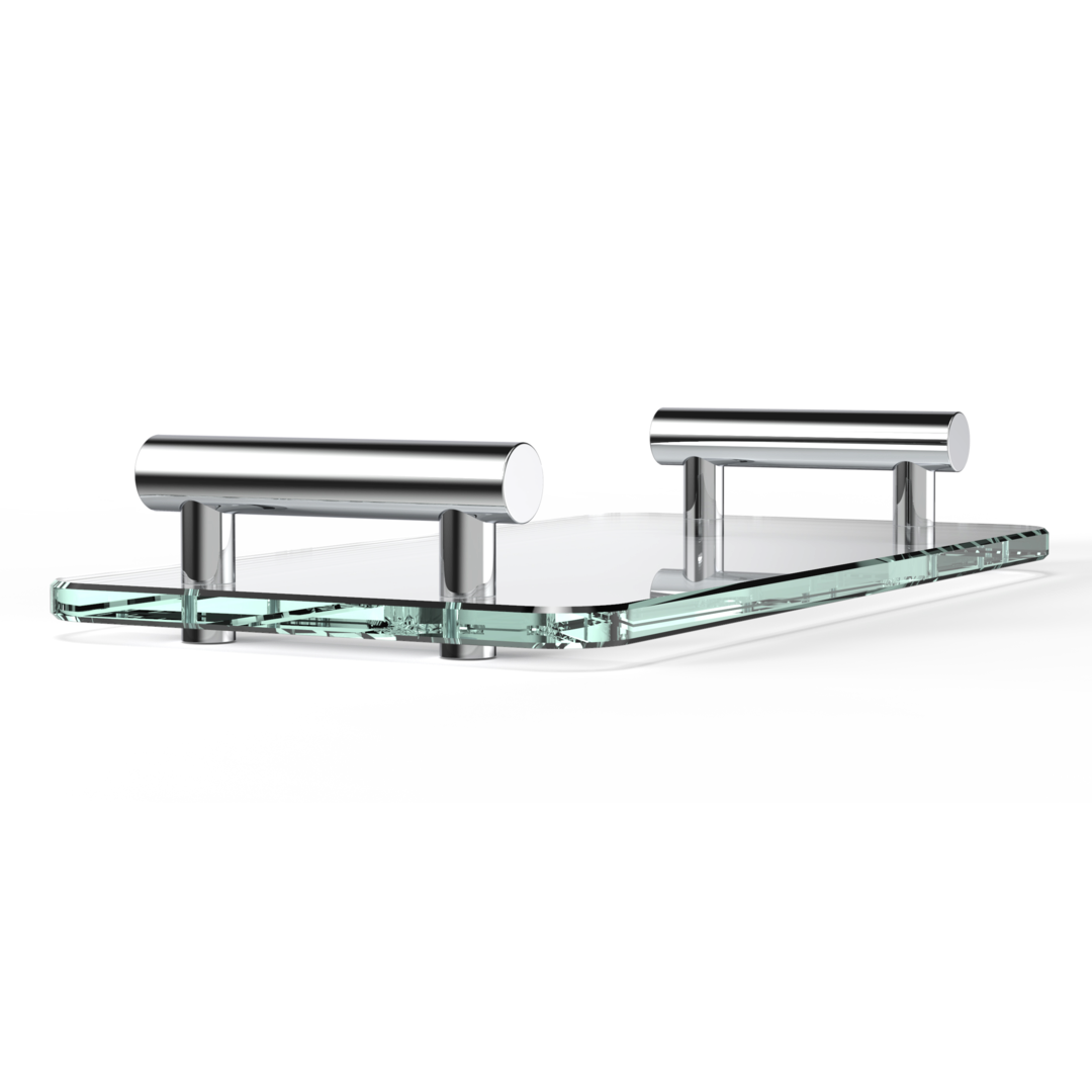 BAR TAB Tray, Chrome / Clear glass , Decor Walther