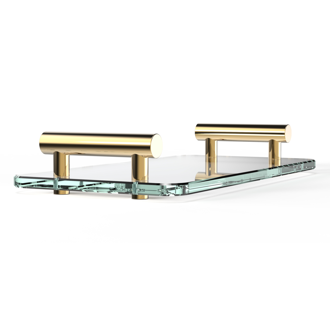 BAR TAB Tray, Gold / glass clear, Decor Walther
