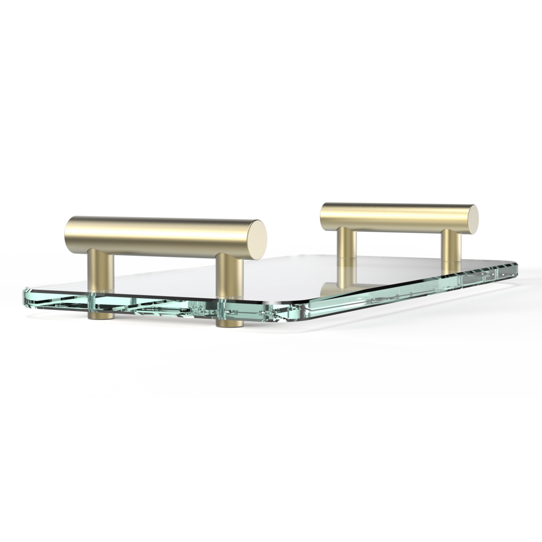 BAR TAB Tray, Gold matt / glass clear, Decor Walther