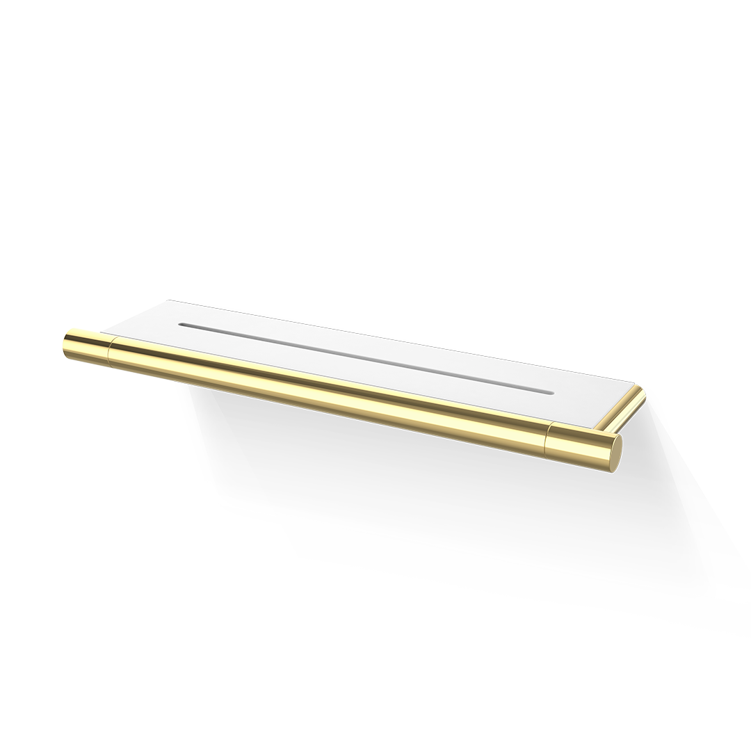 BAR DA shower tray, Gold, Shelf white, Decor Walther