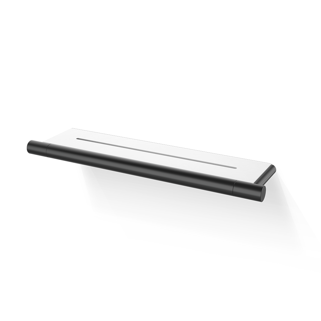 BAR DA shower tray, Black matt, Shelf white, Decor Walther