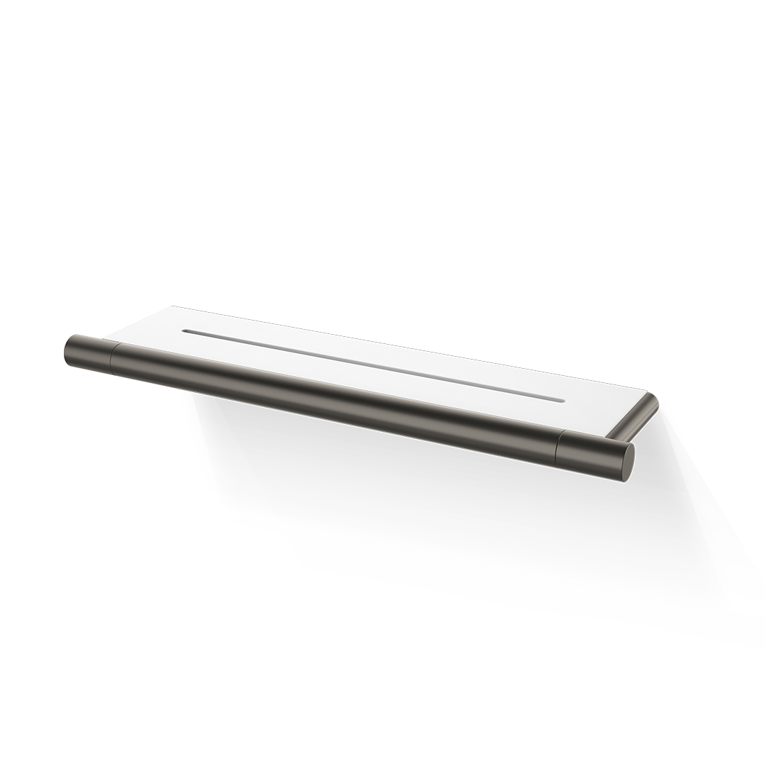 BAR DA shower tray, Dark Metal Matt, Shelf white, Decor Walther