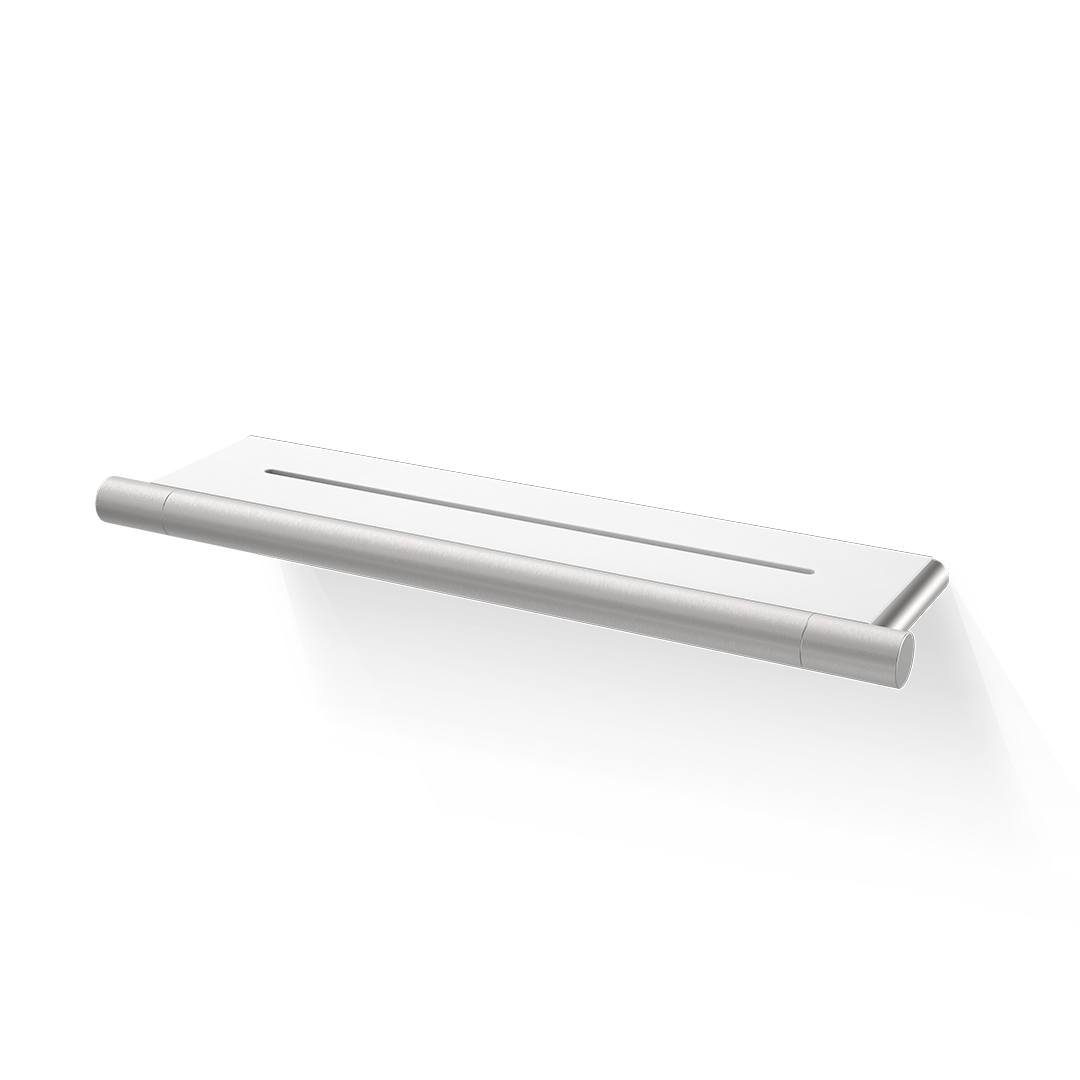 BAR DA shower tray, Stainless steel matt, Shelf white, Decor Walther