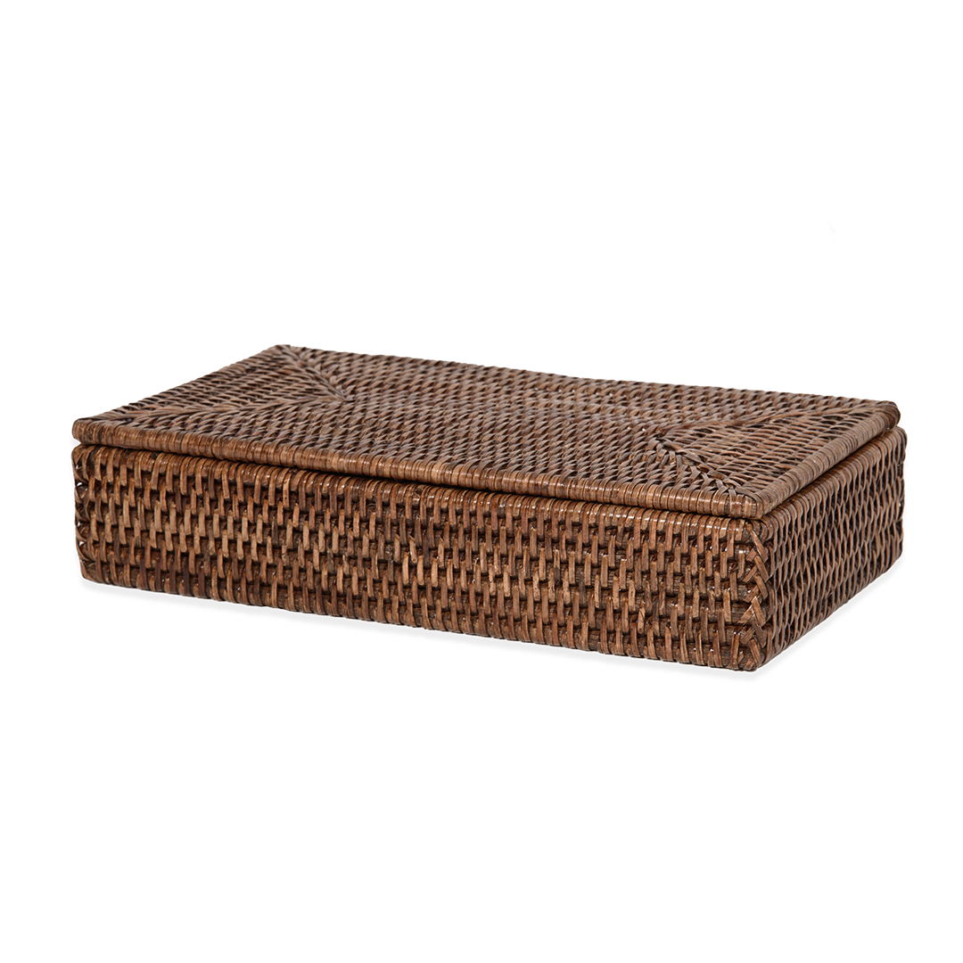 BASKET BMD Container with lid, Rattan dark, Decor Walther