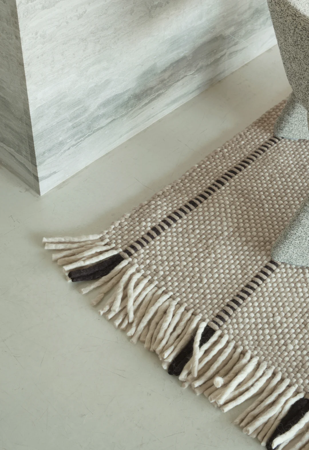 Massproductions Cord  Wool Rug - Black & White | Layered - Image 3