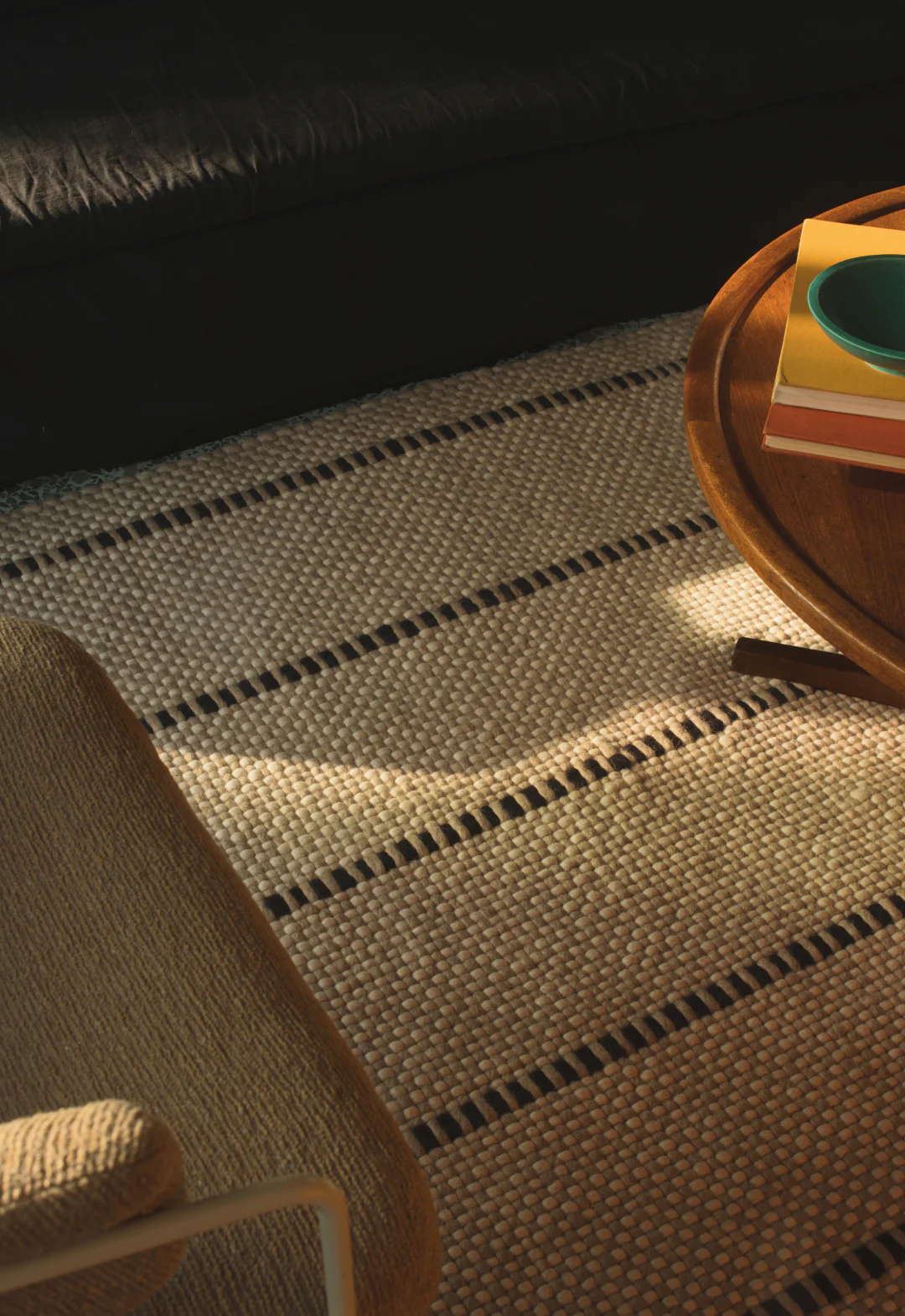 Massproductions Cord  Wool Rug - Black & White | Layered - Image 2