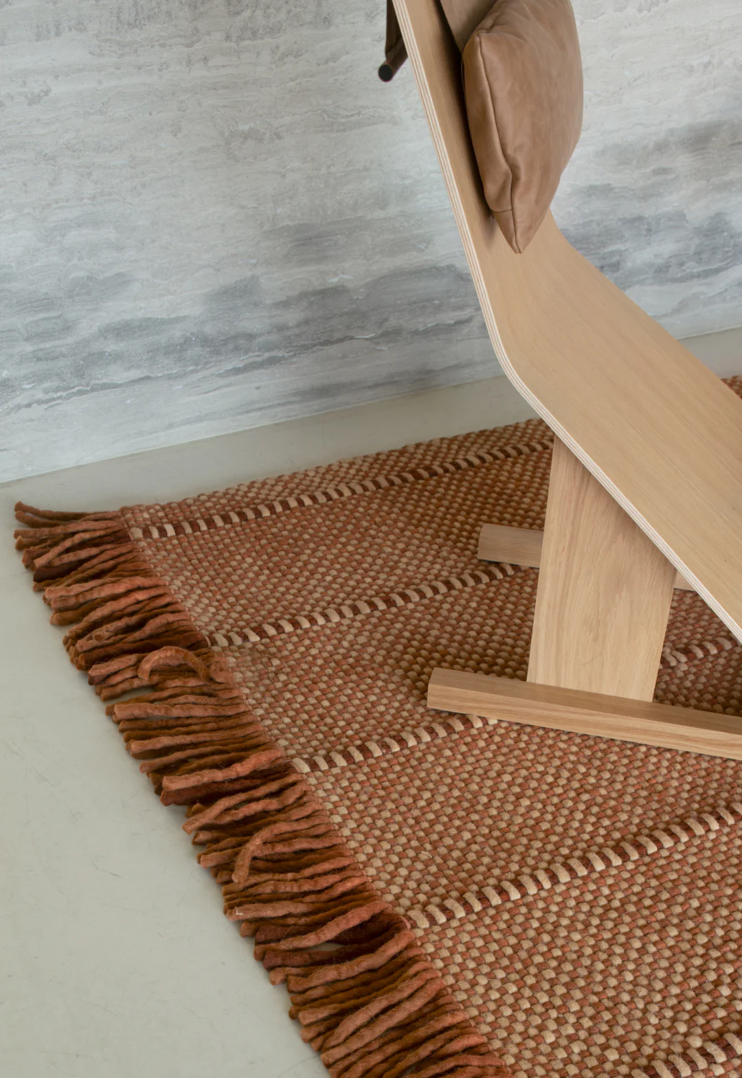 Massproductions Cord  Wool Rug - Burgundy Rust | Layered - Image 6